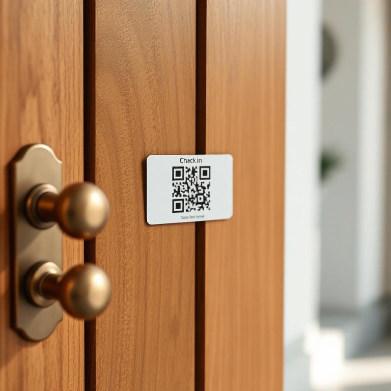 QR code check-in placed on the door