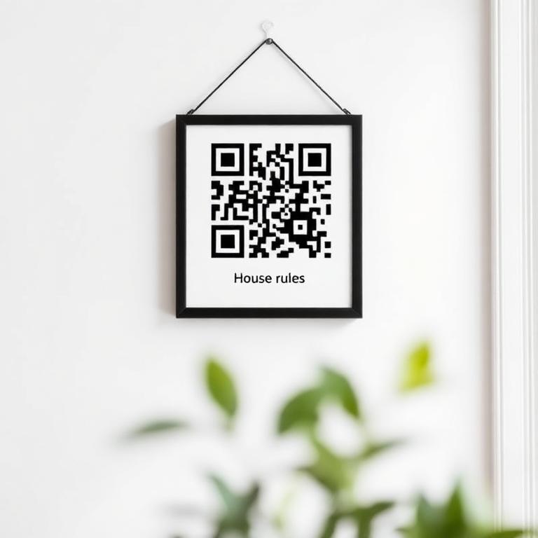 QR code house rules placed on the wall
