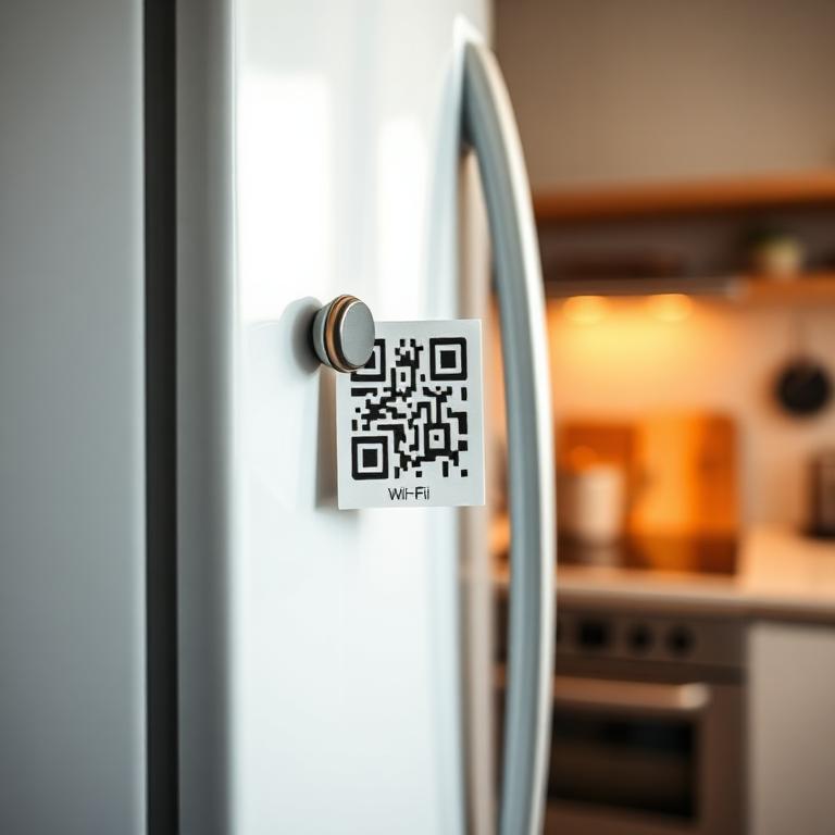 QR code wi-fi placed on the fridge
