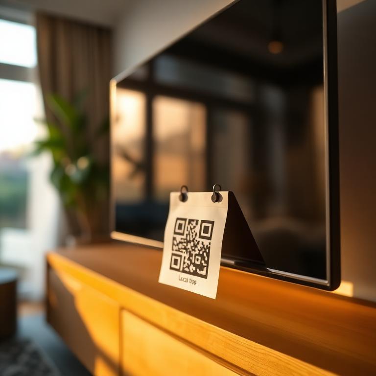 QR code local tips placed on the tv